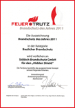 Hidden Shield gewinnt FeuerTRUTZ-Preis „Brandschutz des Jahres 2011“ auf Fachkongress in Nürnberg